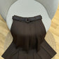 Deep Coffee Brown Pleated Maxi Skirt