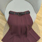 Wine Maroon High-Waist Pleated Skirt
