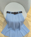 Sky Blue Soft Pleated Maxi Skirt