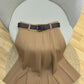 Camel Beige High-Waist Pleated Maxi Skirt