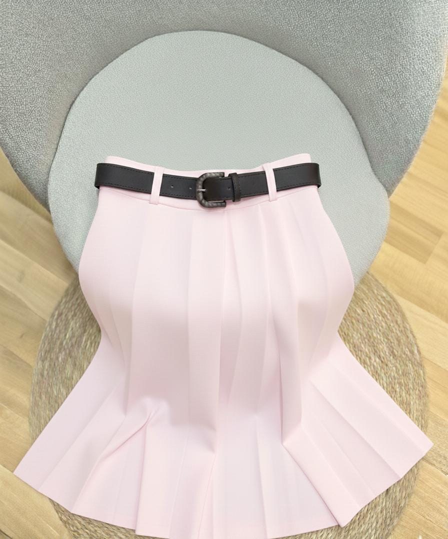 Blush Pink Elegant Pleated Skirt