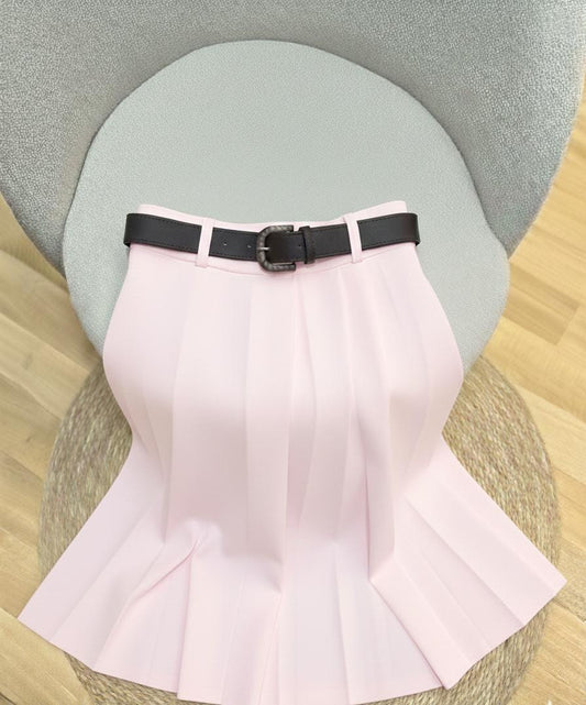 Blush Pink Elegant Pleated Skirt
