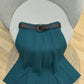 Teal Blue High-Waist Pleated Skirt