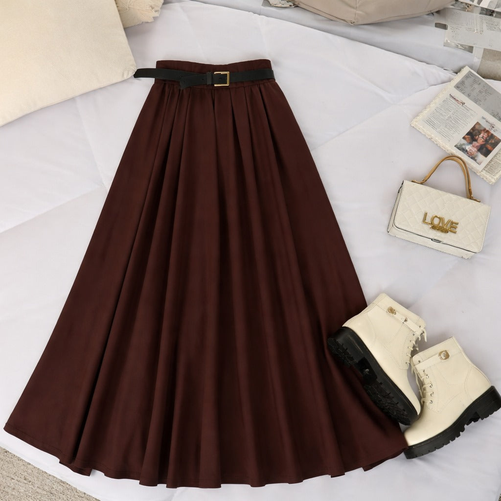 Chocolate Brown Pleated Maxi Skirt