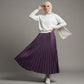 White Sweatshirt with Plum Pleated Skirt – Chic Modest Two-Piece Outfit
