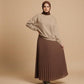 Beige Sweatshirt with Mocha Brown Pleated Skirt – Elegant Modest Two-Piece Set
