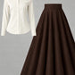 Button-Down Shirt & Pleated Maxi Skirt Set – Off-White & Dark Brown