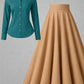 Button-Down Shirt & Pleated Maxi Skirt Set – Teal Green & Camel