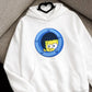 Cute Character Round Graphic Hoodie – White Casual Wear