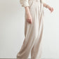 Beige Wide-Leg Formal Trousers – Soft Neutral Office Look