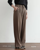 Taupe High-Waist Wide-Leg Pants – Minimal Workwear Style