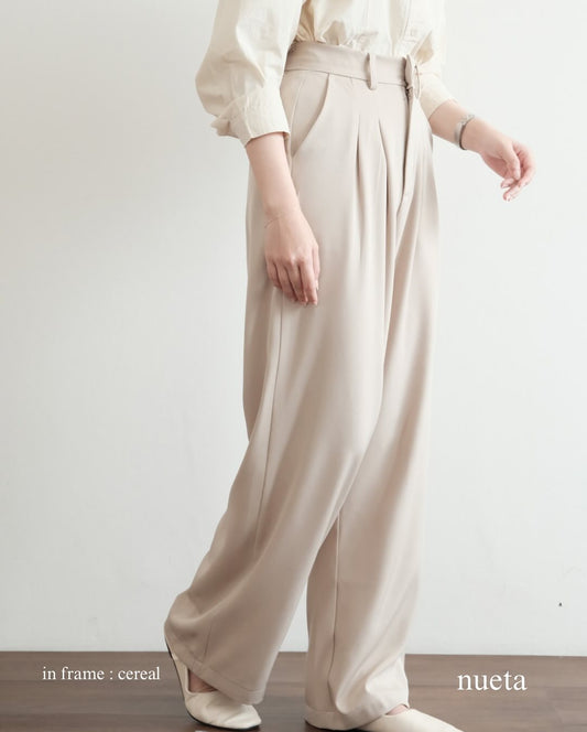 Beige Wide-Leg Formal Trousers – Soft Neutral Office Look