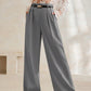 Grey High-Waist Wide-Leg Pants – Classic Business Wear