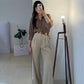 Stone Beige High-Waist Wide-Leg Pants – Chic Formal Look