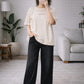 Cream Oversized T-Shirt with Black Wide-Leg Pants Set