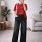 Red Oversized T-Shirt with Black Wide-Leg Pants Set