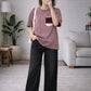 Dusty Pink Oversized T-Shirt with Black Wide-Leg Pants Set
