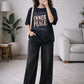 Black ‘Inner Peace’ Graphic T-Shirt with Black Wide-Leg Pants Set
