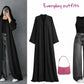 ZODIC Midnight Black Flowy Abaya Combo
