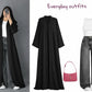 ZODIC Classic Black Open Abaya Combo