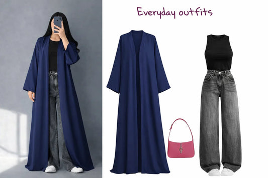 ZODIC Navy Luxe Abaya Combo