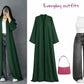 ZODIC Forest Green Open Abaya Combo