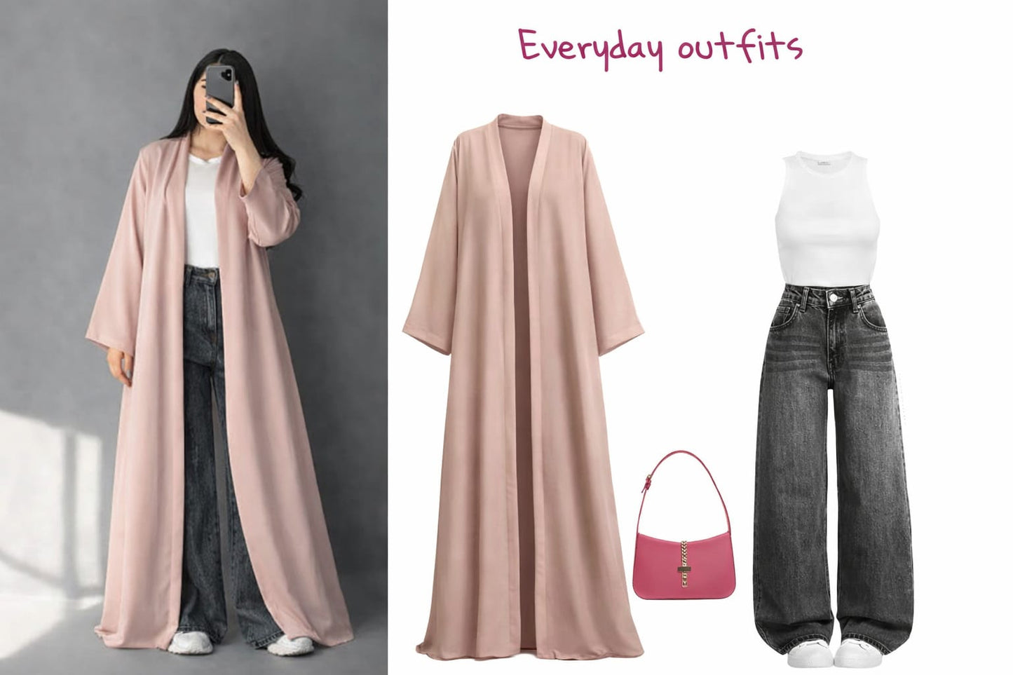 ZODIC Dusty Peach Elegant Abaya Combo