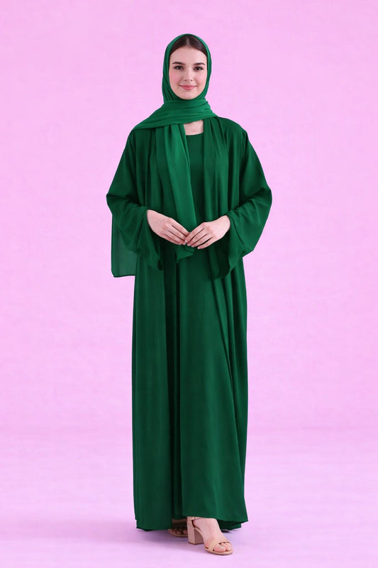 Basic Kimono Style Abaya - Royal Green