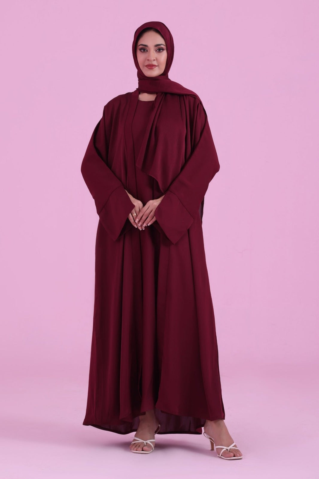 Basic Kimono Style Abaya - Burgundy