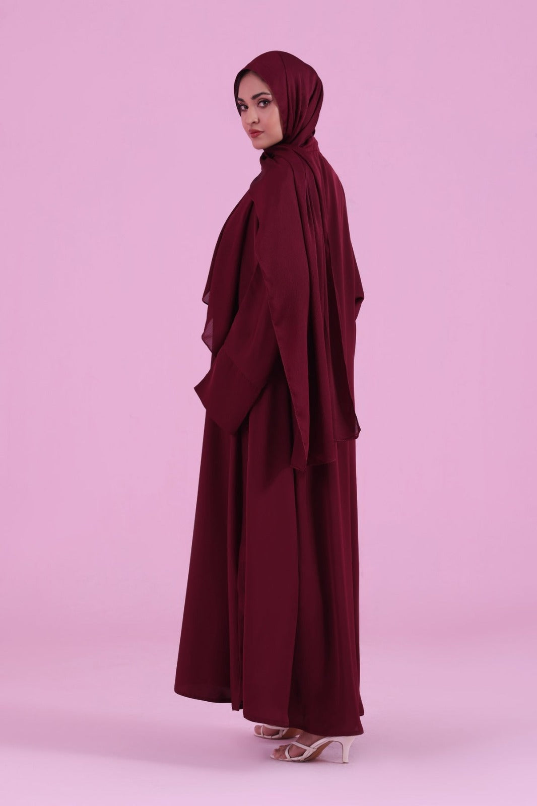 Basic Kimono Style Abaya - Burgundy