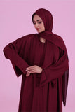 Basic Kimono Style Abaya - Burgundy