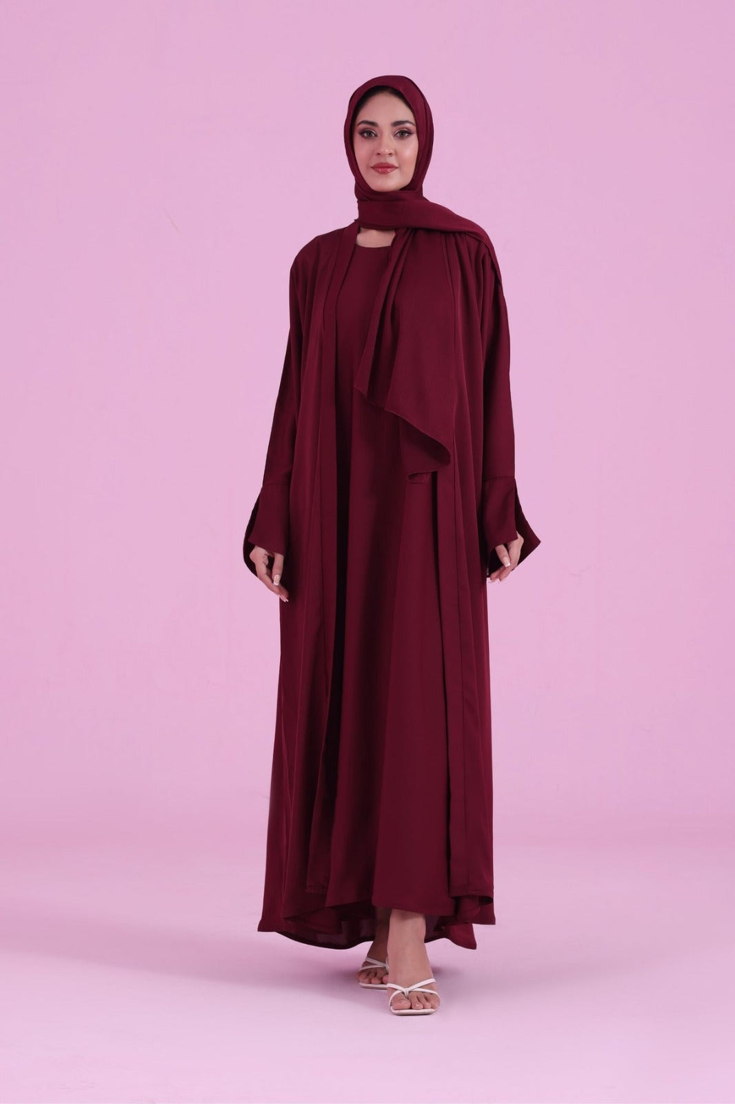 Basic Kimono Style Abaya - Burgundy