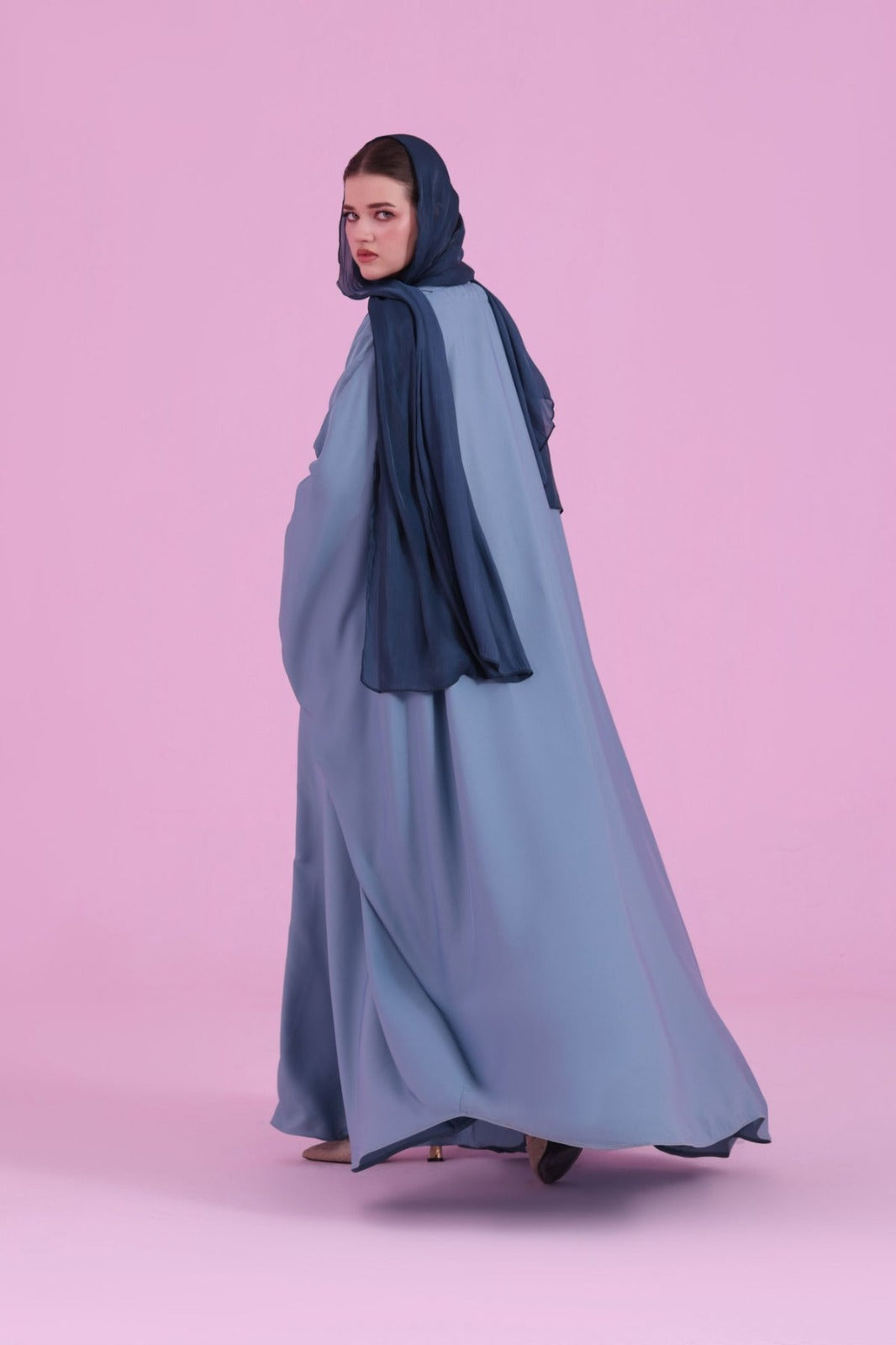 Flowy Farasha Cut Abaya - Sky Blue