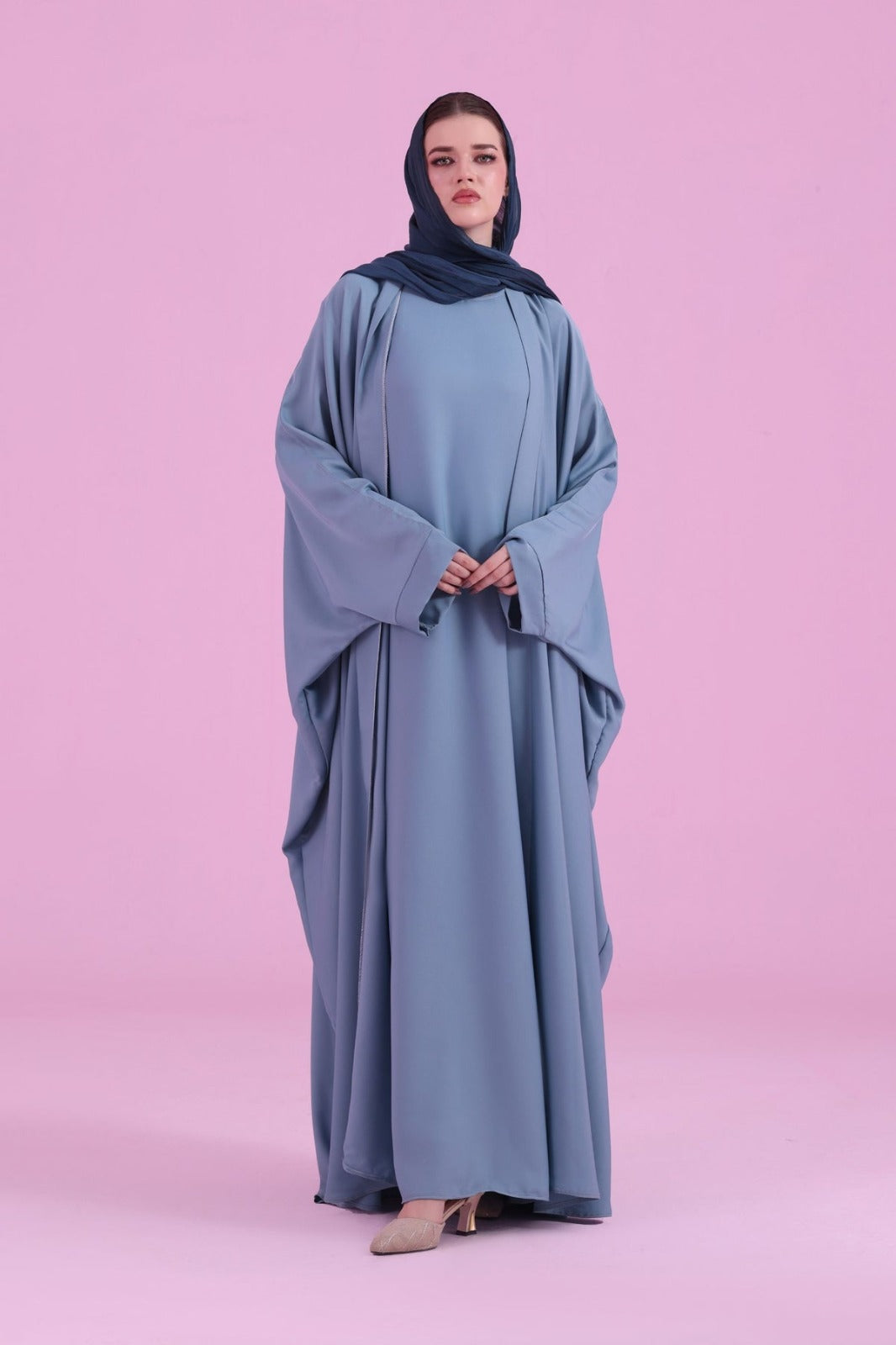 Flowy Farasha Cut Abaya - Sky Blue