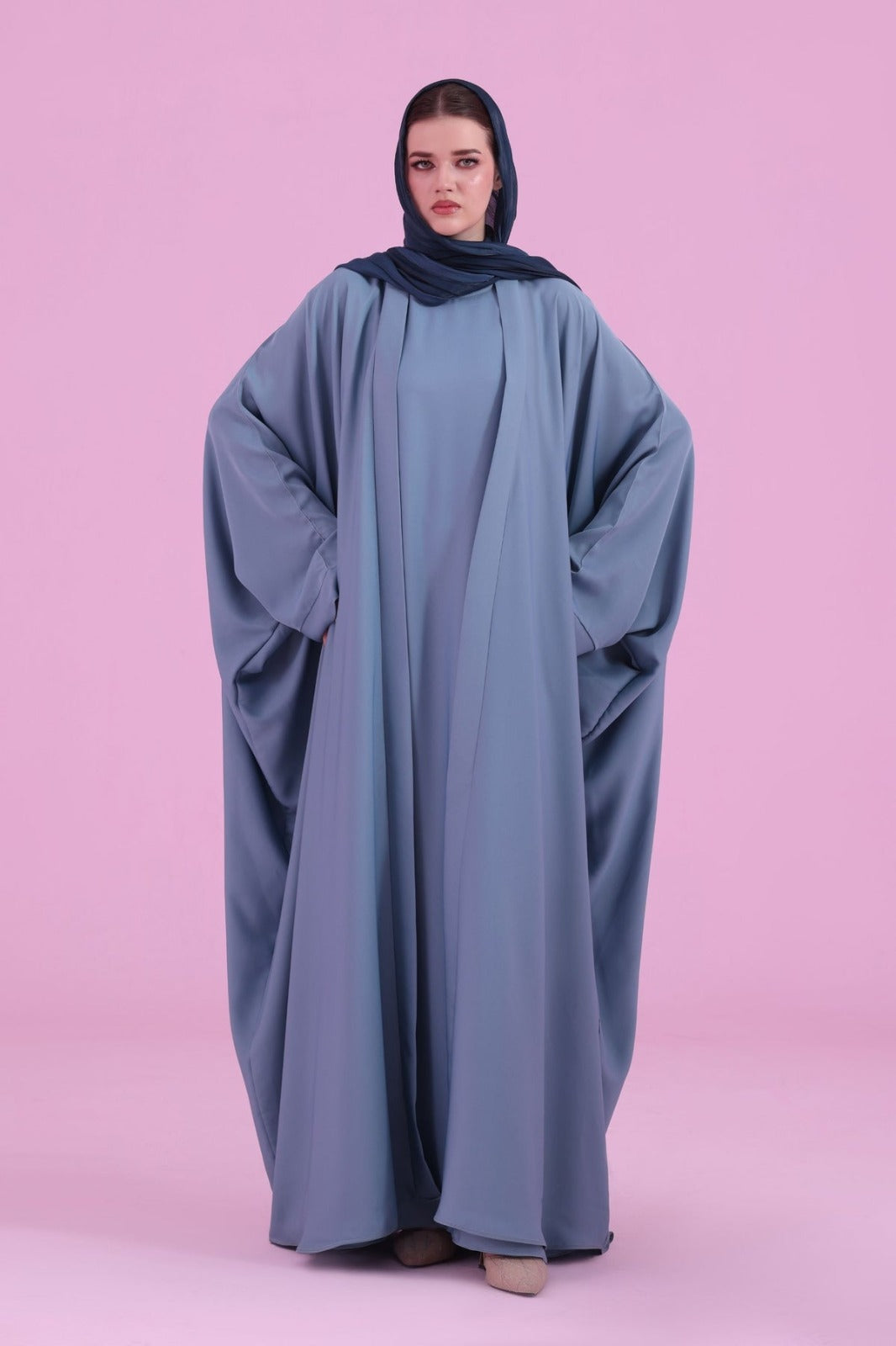 Flowy Farasha Cut Abaya - Sky Blue