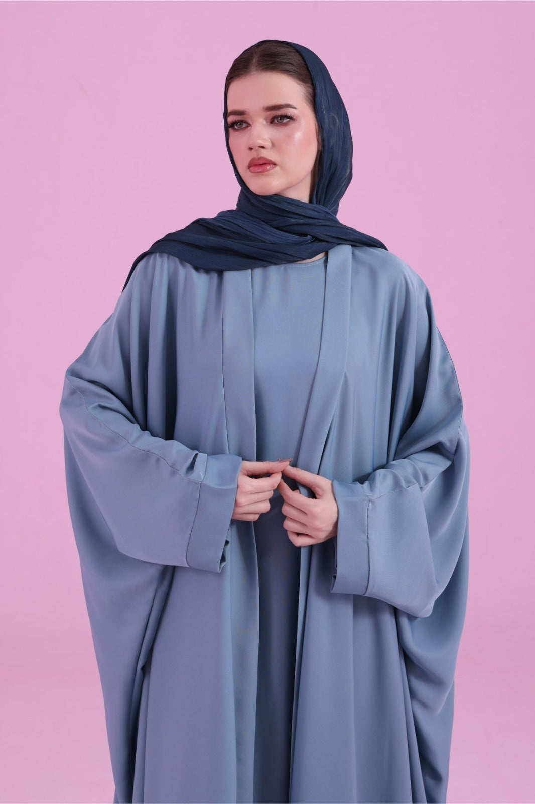 Flowy Farasha Cut Abaya - Sky Blue