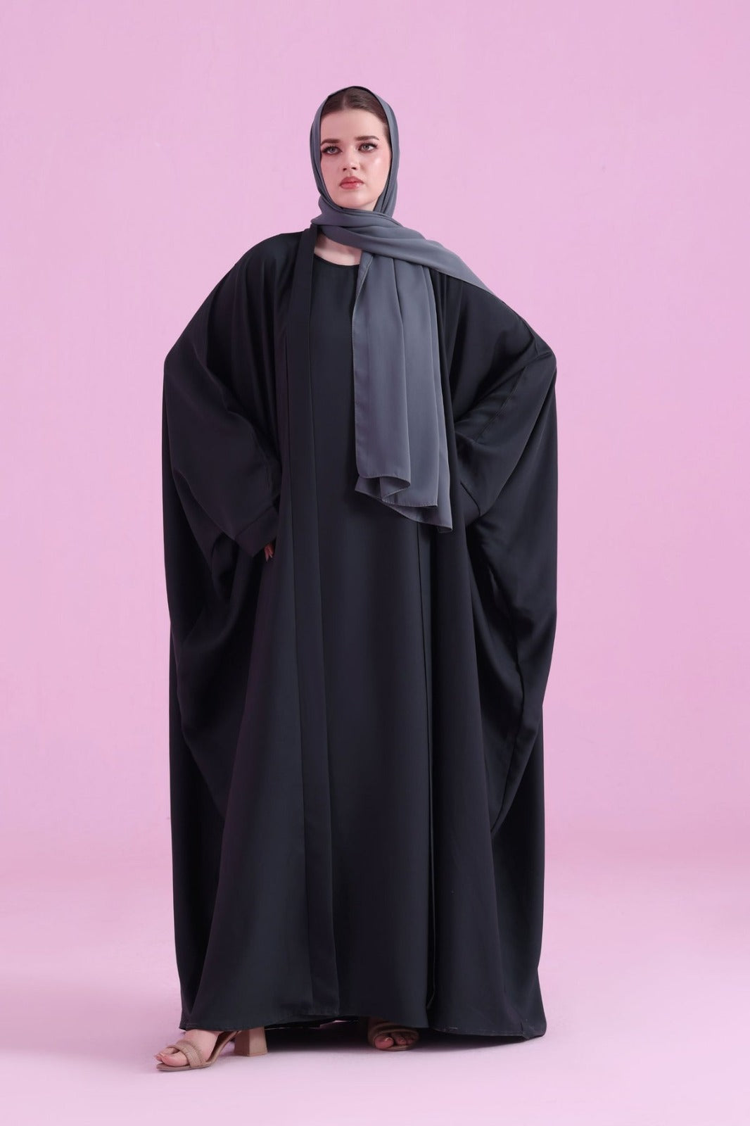 Flowy Farasha Cut Abaya - BLack