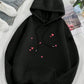 Red mini heart hoodie - Black