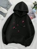 Red mini heart hoodie - Black