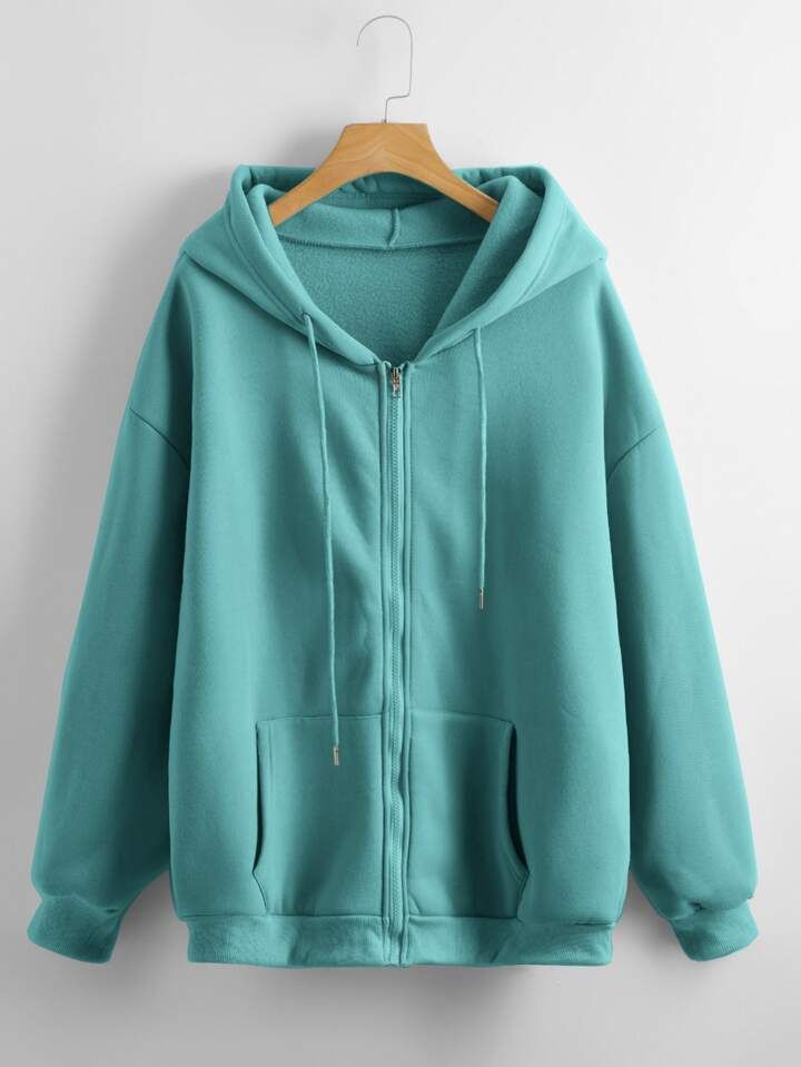 Mint Green Zipper Hoodie – Minimal Aesthetic Style