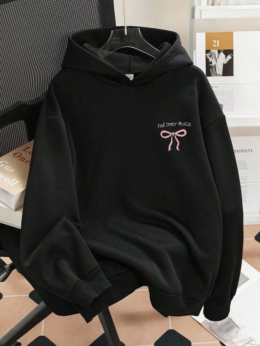 Find Inner Peace Ribbon Hoodie - Black