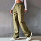 Military Green High Waist Cargo Jeans