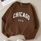 Brown “CHICAGO U.S.A” Printed Sweatshirt