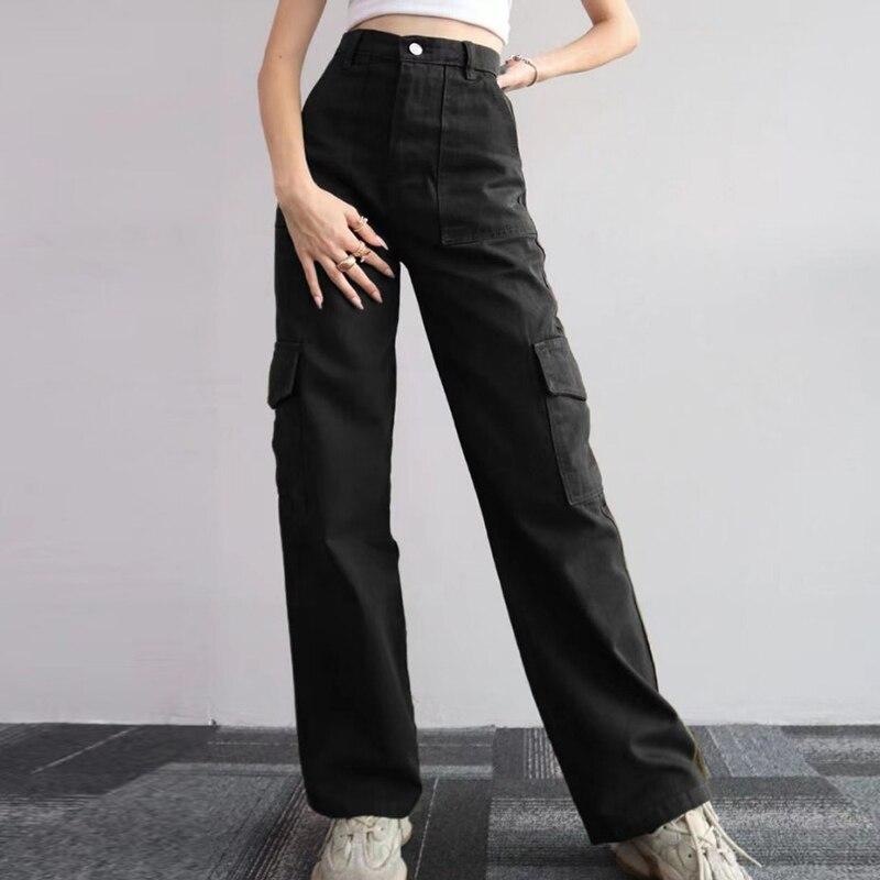 Black High Waist Cargo Jeans