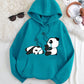 Cute Panda Love Hoodie – Cozy Teal Fleece