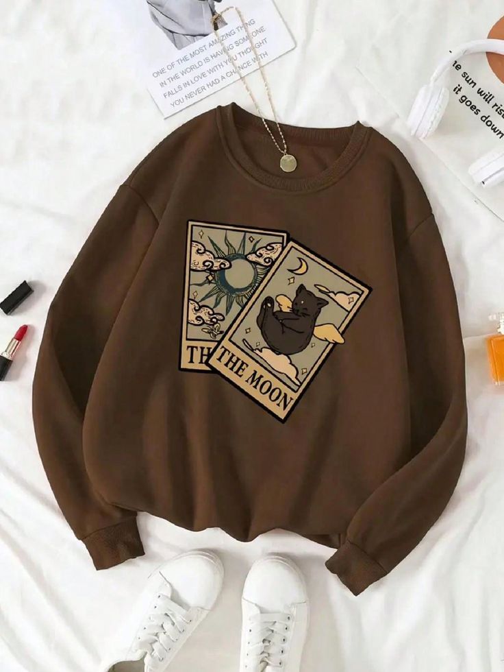 Brown Vintage Graphic Oversized Sweatshirt