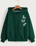 butterflies Zipper Hoodie – Cozy Green Aesthetic
