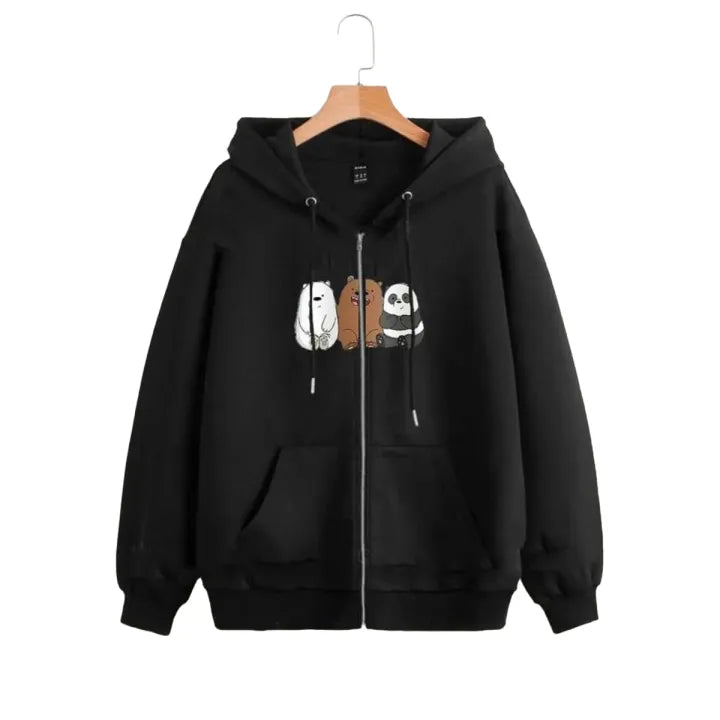 We Bear Bear Zipper Hoodie – Black Zip Style