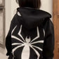 Dark Spider Web Zipper Hoodie – Gothic Black