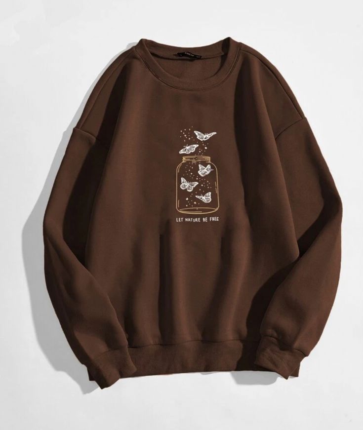 Butterflies Cup Printed Sweatshirt – Chocolate Brown